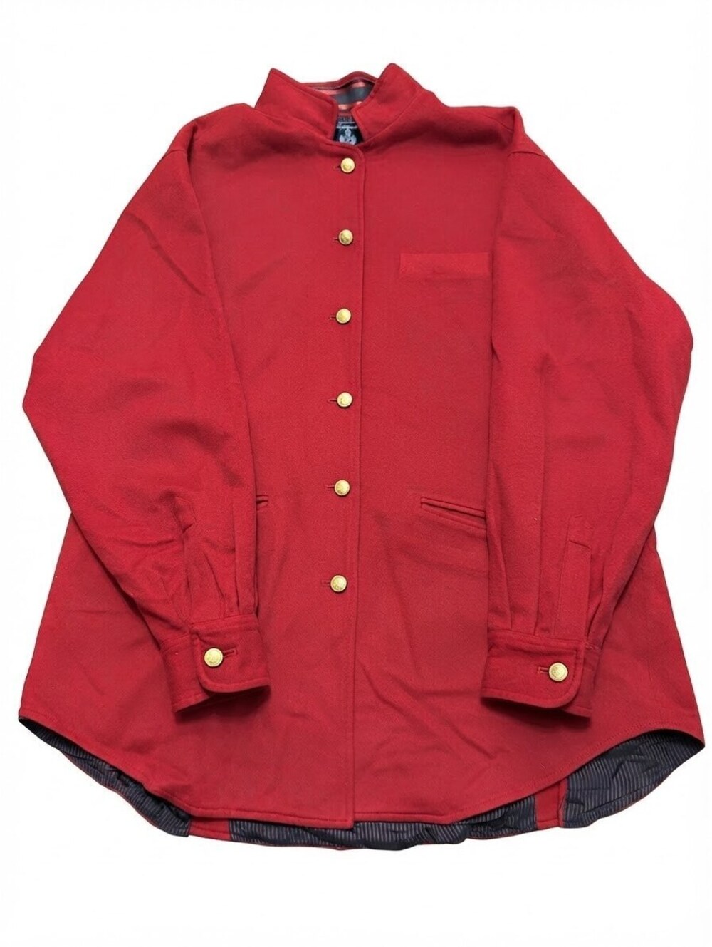 Faconnable Red Wool Blend Button-Front Jacket Shirt Shacket